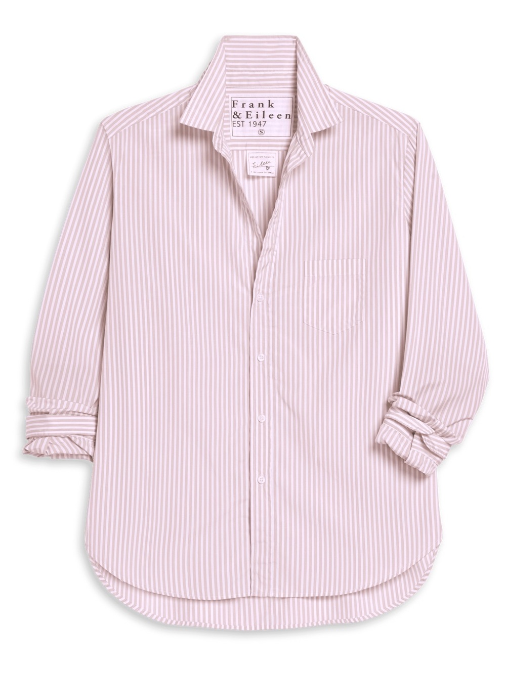 NWOT Frank & Eileen Shirley Light Pink and White Striped Button-Down Shirt Sz M